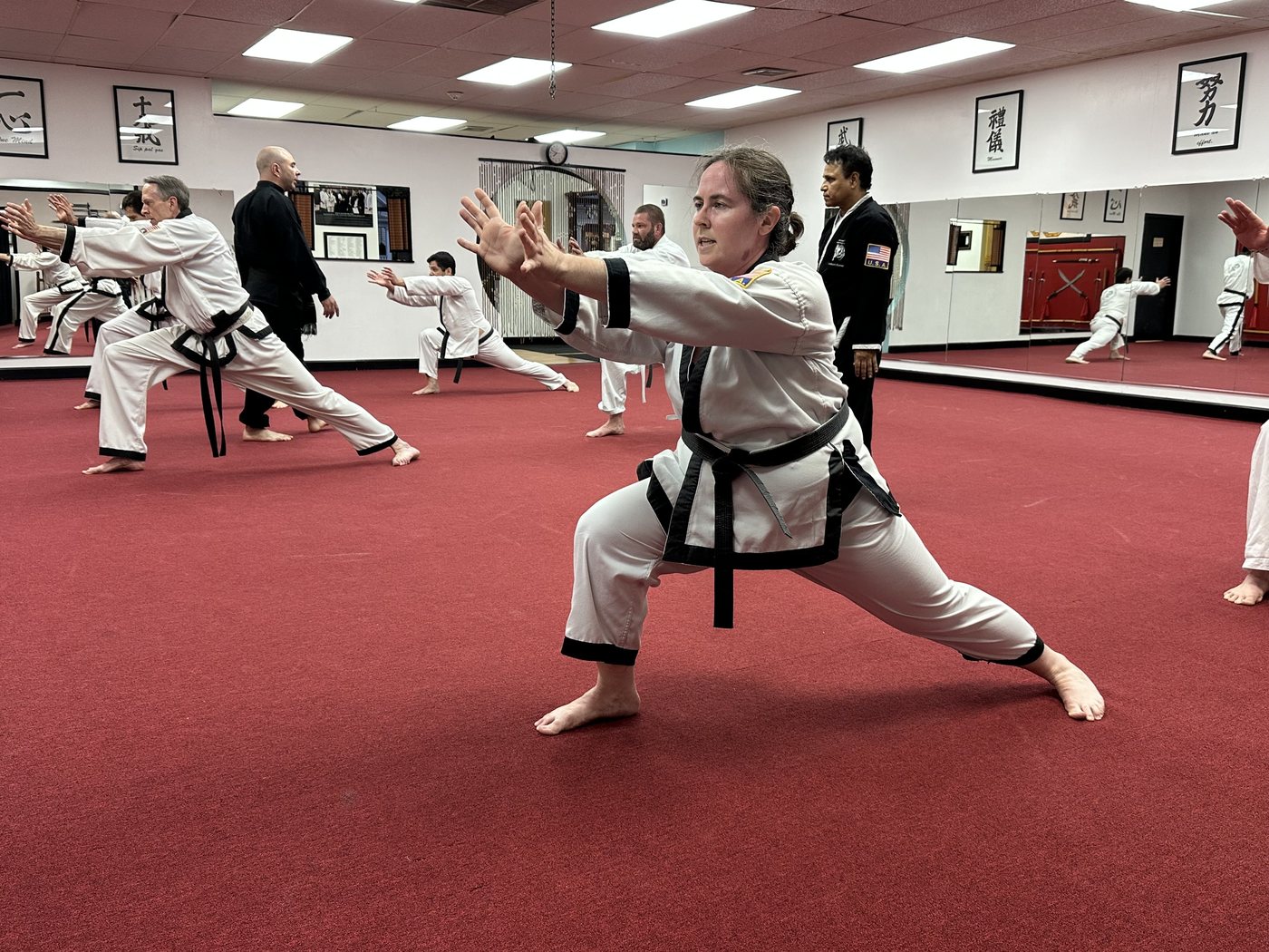 Adult student in a front stance
